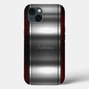 プラチナ銀ステンレス鋼プリントiphone 15 iPhone 13ケース