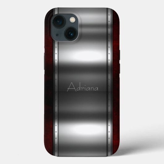 プラチナ銀ステンレス鋼プリントiphone 15 Case-Mate iPhoneケース (裏面)