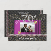 プラチナ70周年結婚ブラック・ウィーブ 招待状 (正面/裏面)