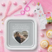 プラチナ70周年記念写真ハート広場 ペーパープレート (パーティー)