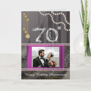 プラチナ70周年記念結婚記念日と写真 カード