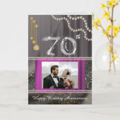 プラチナ70周年記念結婚記念日と写真 カード (黄色い花)