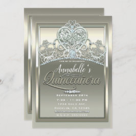 プラチナ アイボリー プリンセス ハート ティアラ キンセアニエラ 招待状