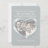 プラチナ ウェディング ハート フォト アニバーサリー インビテーション (正面)