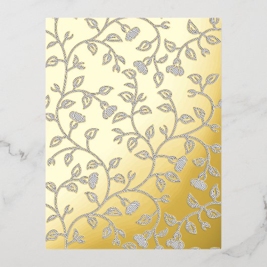 プラチナ、雪のドリフト、星ダスト装飾デザイン。 箔シーズンポストカード (正面)