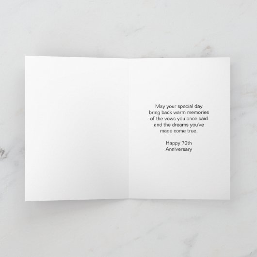 プラチパーソナライズされたナ70結婚周年 カード (内部)