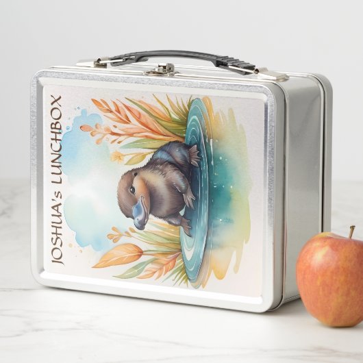プラチプスベビーオーストラリア動物水彩学校 メタルランチボックス (インサイチュ)