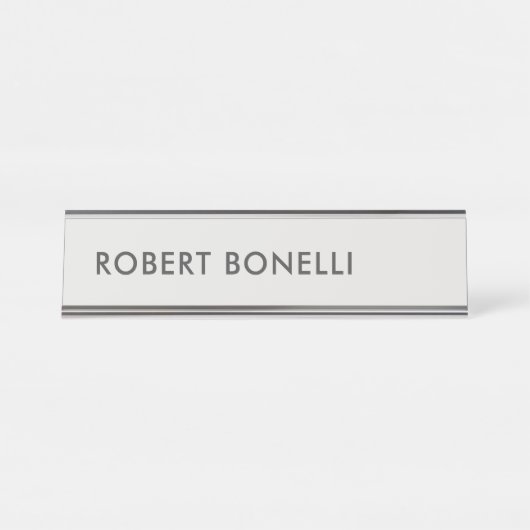 プラチユニークナモダングレイのミニマル デスクネームプレート (正面)