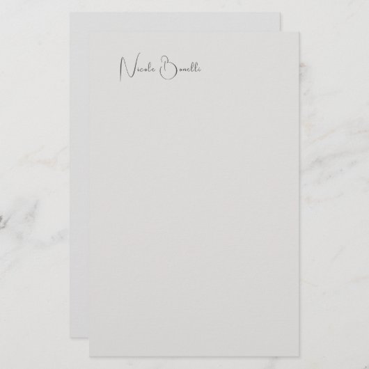 プラチユニークモダンナムグレイミニマリスト書記法 便箋 (正面/裏面)