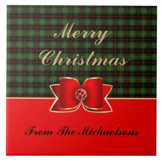 プラッエレガントドと宝石で飾られた弓(名前) タイル (正面)