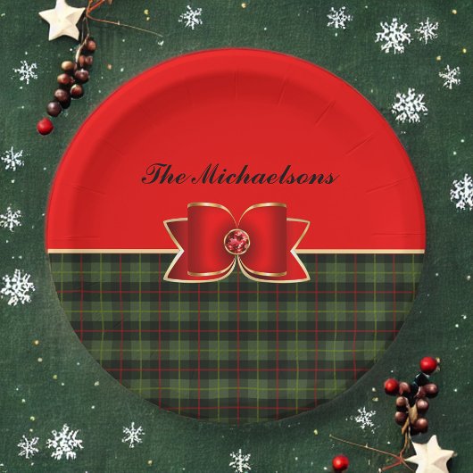 プラッエレガントドと宝石で飾られた弓(名前) ペーパープレート