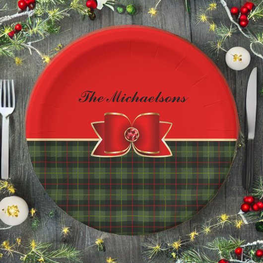 プラッエレガントドと宝石で飾られた弓(名前) ペーパープレート