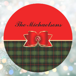 プラッエレガントドと宝石で飾られた弓（名前） ラウンドシール