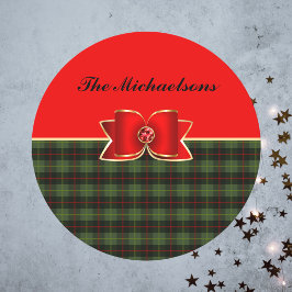 プラッエレガントドと宝石で飾られた弓（名前） ラウンドペーパーコースター