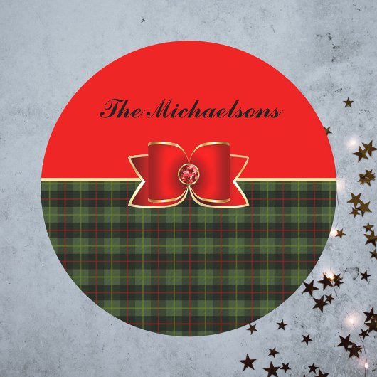 プラッエレガントドと宝石で飾られた弓(名前) ラウンドペーパーコースター