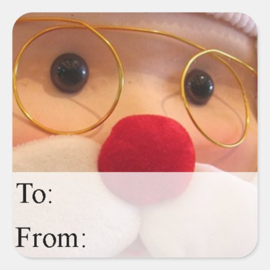 プラッシュサンタクリスマスギフトラベル スクエアシール (正面)