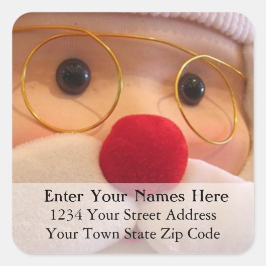 プラッシュサンタクリスマス差出人住所ラベル スクエアシール (正面)