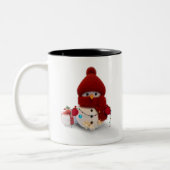 プラッシュスカーフ雪だるま2トーンコーヒーマグ ツートーンマグカップ (左)