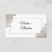 プラッシュピンクグレーバラフローラ水色結婚の プレイスカード (裏面)