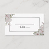 プラッシュピンクグレーバラフローラ水色結婚の プレイスカード (正面)