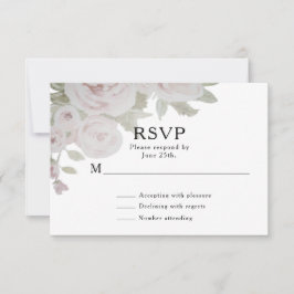 プラッシュピンクグレーバラフローラ水色結婚ズ 出欠カード