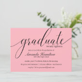 プラッシュピンクタイポグラフィ卒業招待状 招待状 (スタンド正面)