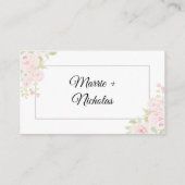 プラッシュピンクローズフローラウォーター結婚カラー プレイスカード (裏面)