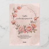 プラッシュピーチピンクシークレットガーデン結婚フローラ 箔招待状 (裏面)