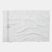 プラッシュホワイトペイズリーパタストライプーンとモノグラム キッチンタオル (横)