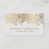 プラッシュホワイト&金ゴールドペイズリーレースアポイントメントカード 予約カード (裏面)