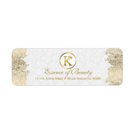 プラッシュホワイト&金ゴールドペイズリーレースフレーム ラベル