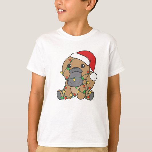 プラットプスクリスマスウィンターアニマルズホリデープラットプス Tシャツ (正面)