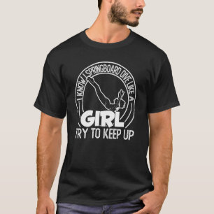 プラットホームダイバーガールスプリングボードダイビング Tシャツ