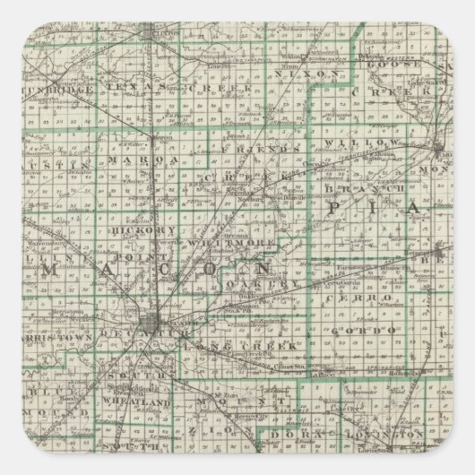 プラット、デウィット、マコン、シェルビーの郡 スクエアシール (正面)