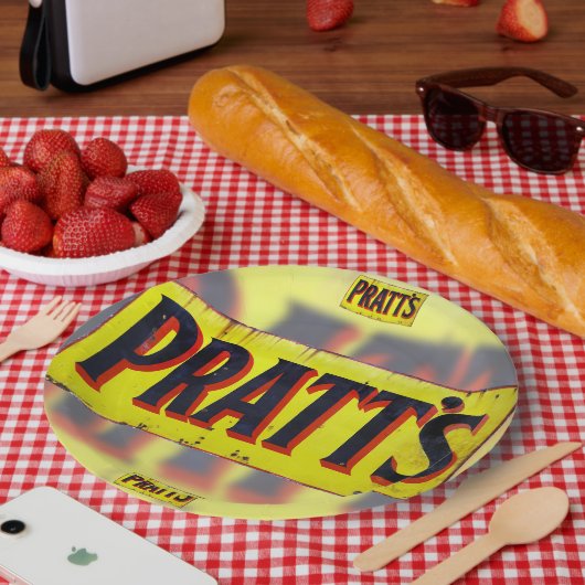 プラット、ヴィンテージエナメルのサイン。 ペーパープレート (ピクニック)