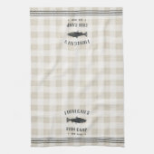 プラッ素朴ドパーソナライズされたフィッシュキャンプ キッチンタオル (縦)