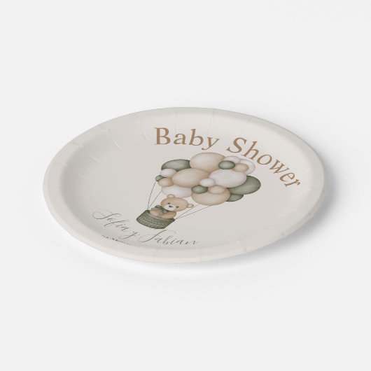 プラトデパペルテディベアーベビーシャワーボーイエスパニョル ペーパープレート (アングル)