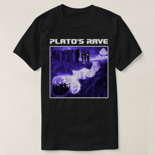 プラトンのレイヴ洞窟の寓話ラバーおもしろいフィロソフ Tシャツ (デザイン正面)