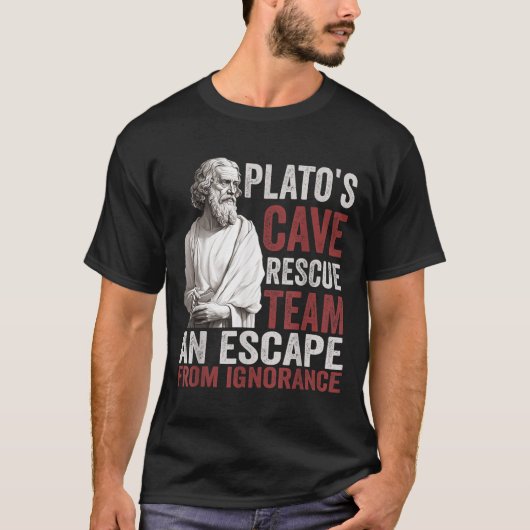 プラトンの洞窟救助隊 - 古代ギリシャ哲学 Tシャツ (正面)