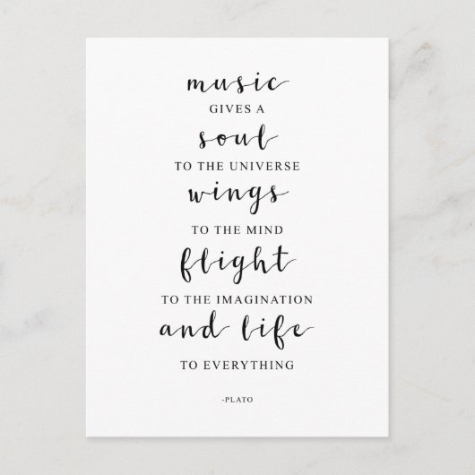 プラトーの名言：音楽は宇宙に魂を与える ポストカード (正面)