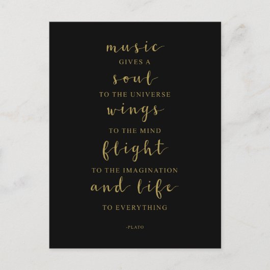 プラトーの名言：音楽は宇宙に魂を与える ポストカード (正面)