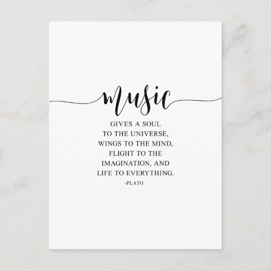 プラトーの名言：音楽は宇宙に魂を与える ポストカード (正面)