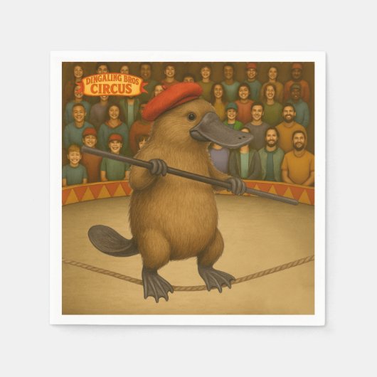 プラトー・カモノハシの綱渡り芸人 スタンダードカクテルナプキン (正面)