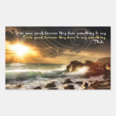 プラト感動的引用文「賢い話人」 長方形シール (正面)