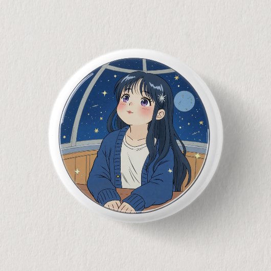 プラネタリウムで星を見る 缶バッジ (正面)