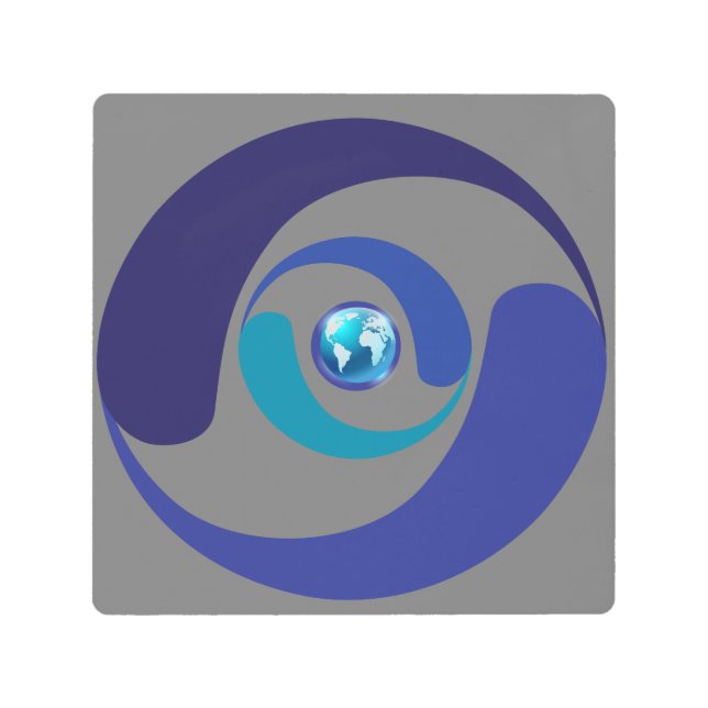 プラネットアース青シンボルのミステリーサークル メタルプリント (正面)