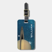 プラネットサターン太陽のシステム宇宙パープル銀河系 ラゲッジタグ (正面縦)