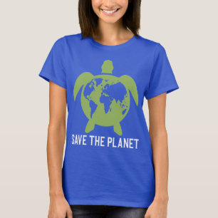 プラネットタートルシルエットを保存 Tシャツ
