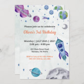 プラネットテーマボーイ誕生日 招待状 (正面/裏面)