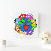 プラネットピークブロゴデザイン時計 スクエア壁時計 (ホーム)